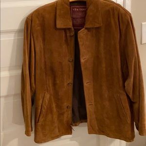 Light brown suede leather coat.